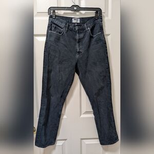 Agolde Riley Jeans high rise straight crop size 27 black satellite